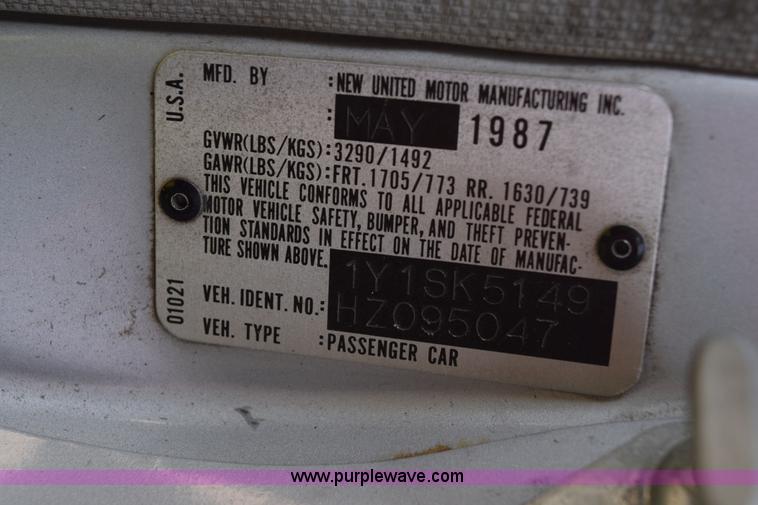 image for item L5898 1987 Chevrolet Nova