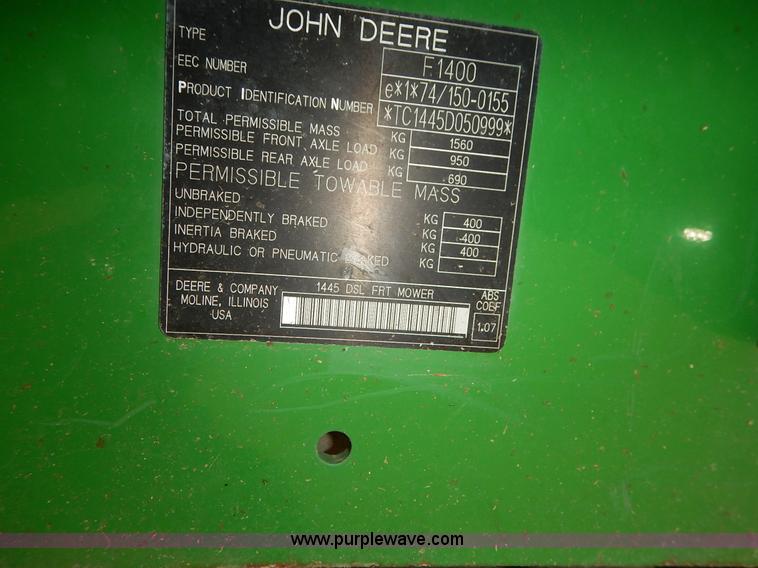 image for item J8153 2005 John Deere F1445 Series II ZTR lawn mower