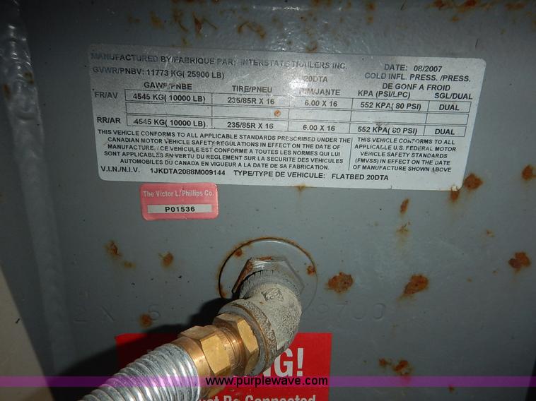 image for item J8155 2008 Interstate 20DTA equipment trailer