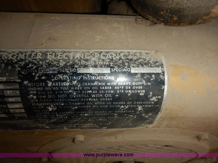 image for item BH9885 Kohler electric plant generator