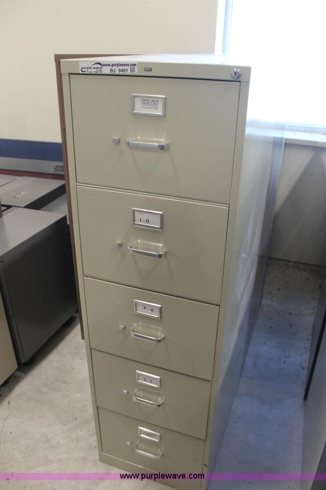 image for item BJ9401 Assorted five drawer metal filing cabinets