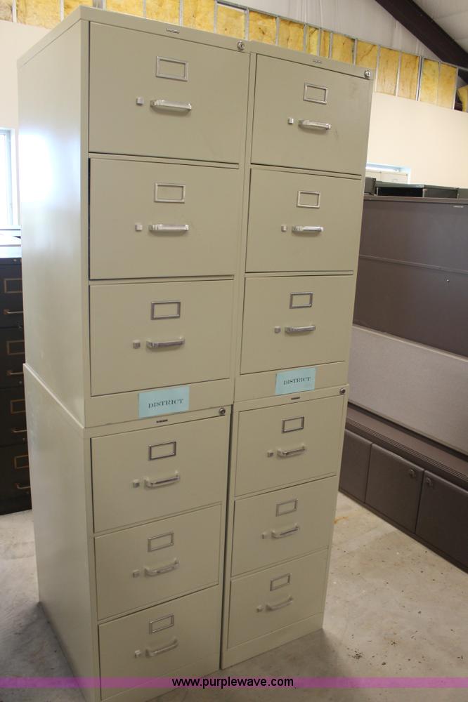image for item BJ9406 (8) three drawer metal filing cabinets