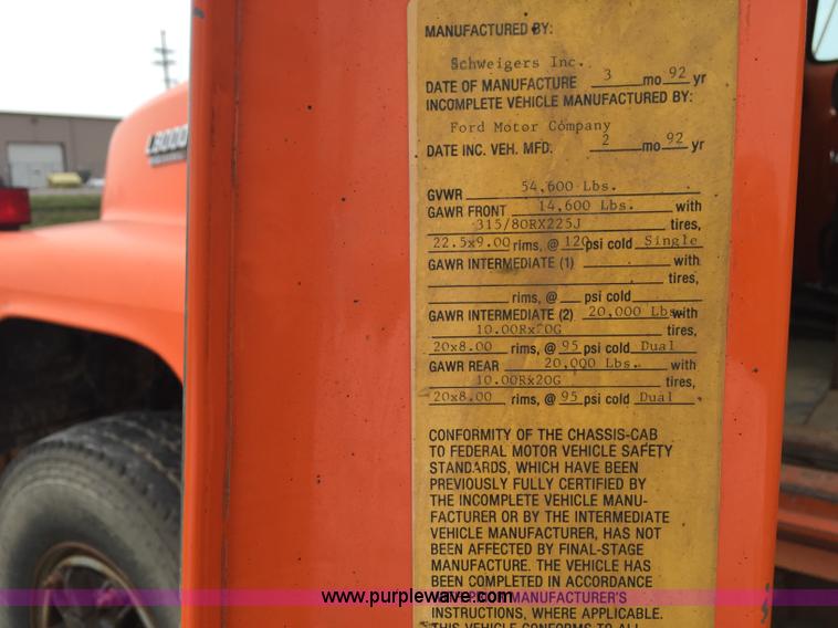 image for item J1744 1992 Ford LT8000 dump truck