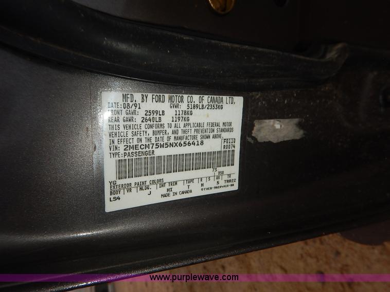 image for item J6437 1992 Mercury Grand Marquis LS