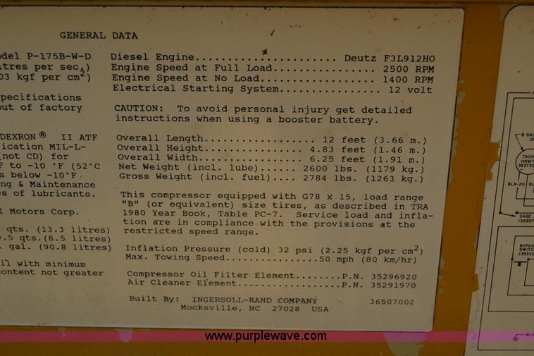 image for item J8058 Ingersoll Rand 175 air compressor