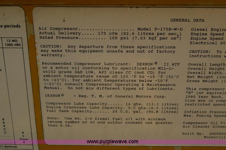 image for item J8058 Ingersoll Rand 175 air compressor