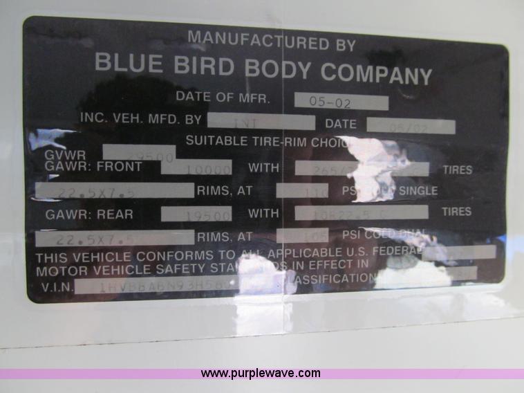 image for item K6250 2003 International 3800 school bus