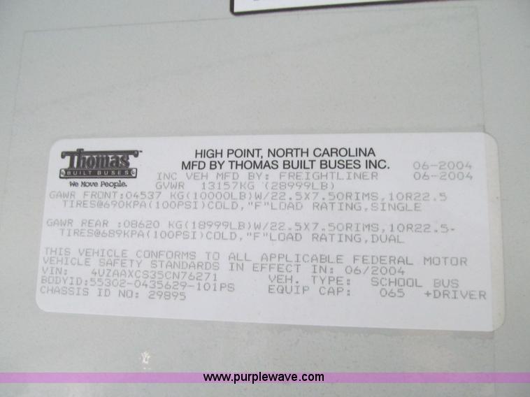 image for item K6257 2005 Freightliner FS65 school bus