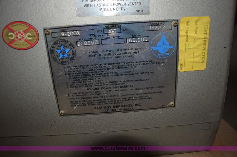 image for item L5802 (2) Hastings B200X overhead heaters