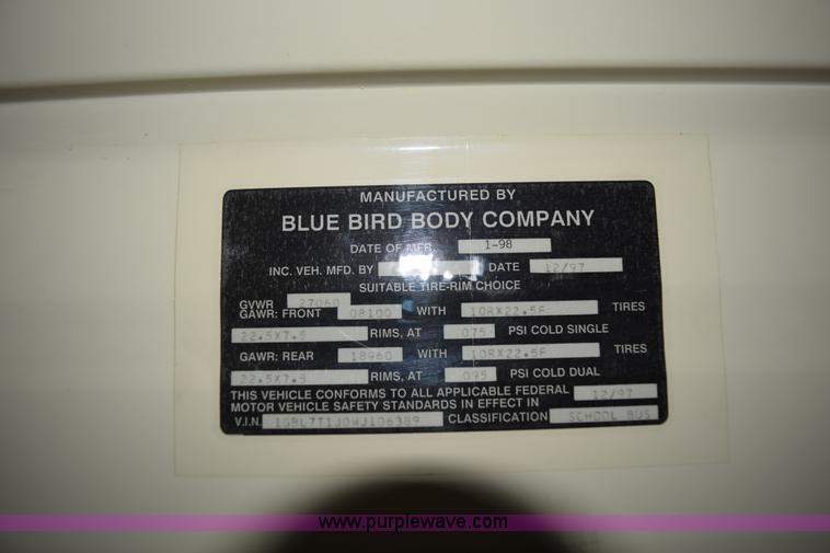 image for item L5810 1998 Chevrolet school bus