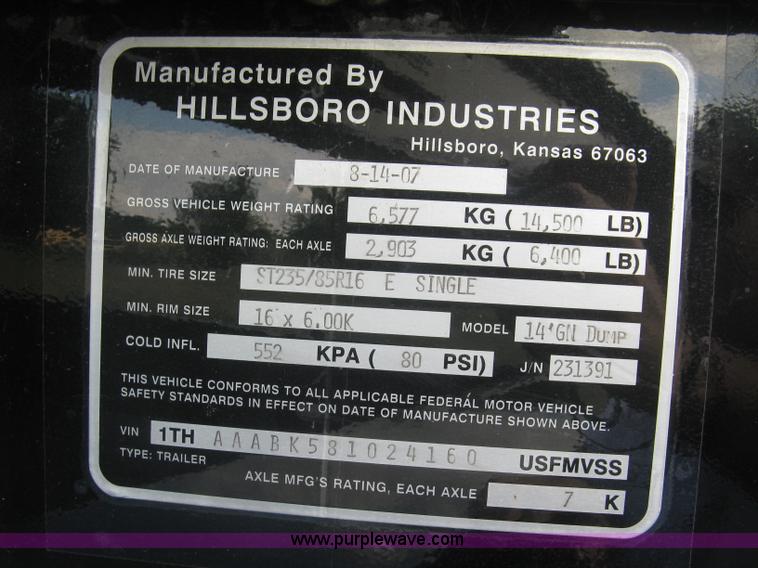 image for item L6330 2008 Hillsboro Tuff Loader dump trailer