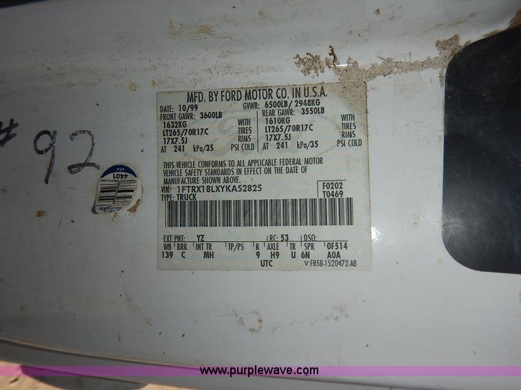 image for item K1591 2000 Ford F150 XLT SuperCab pickup truck