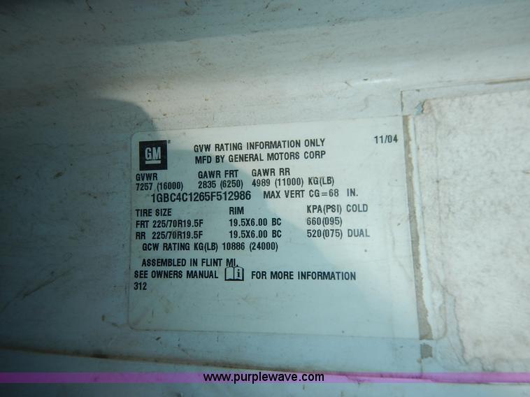 image for item K1592 2005 Chevrolet C4500 truck cab and chassis