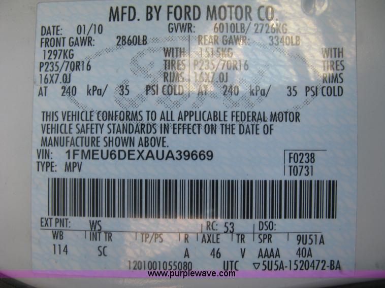 image for item L6332 2010 Ford Explorer XLT SUV