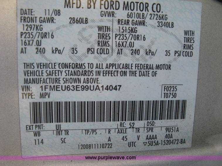image for item L6333 2009 Ford Explorer XLT SUV