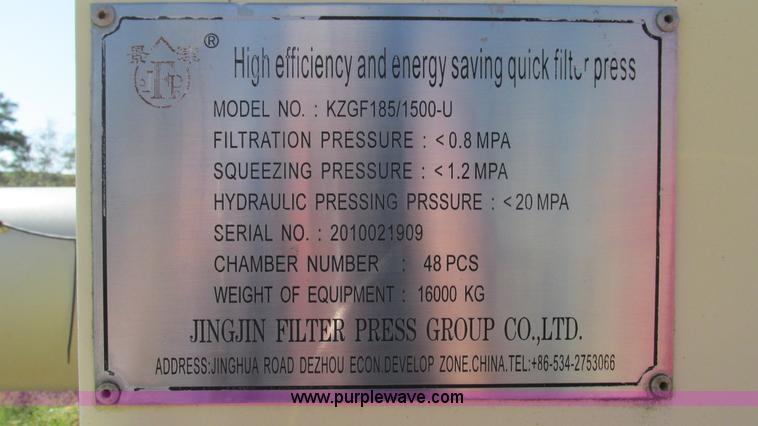 image for item L5258 Jingjin KZGF185/1500V membrane filter press