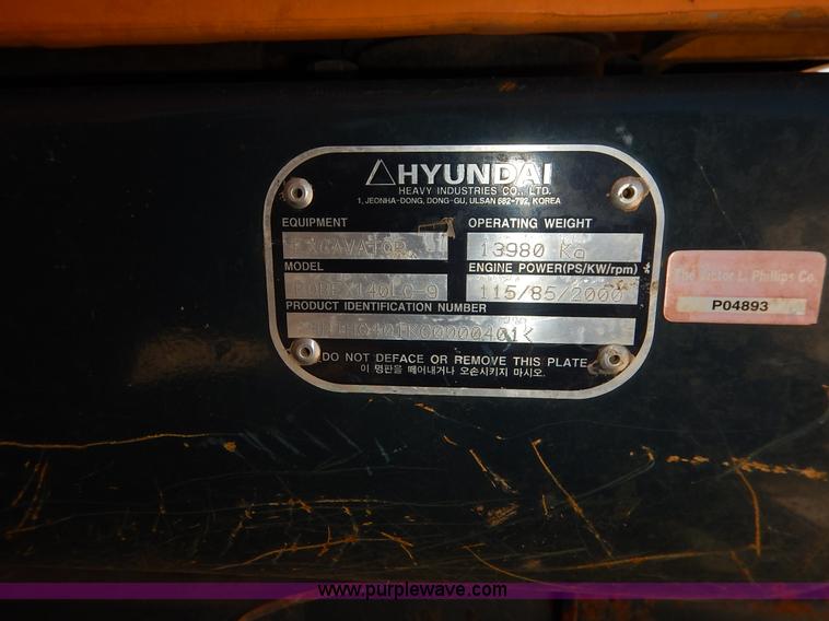image for item L6298 2012 Hyundai Robex 140LC-9 excavator