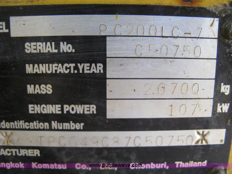 image for item L6339 2005 Komatsu PC200LC-7 excavator