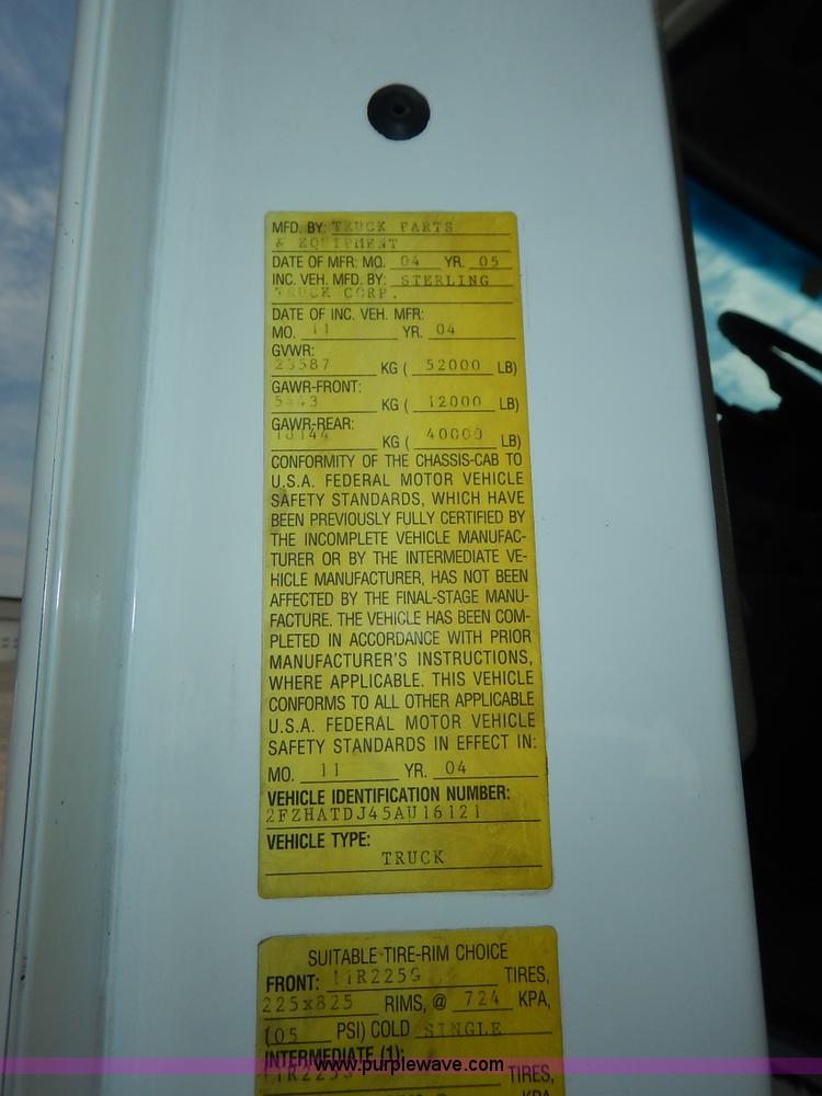 image for item K1680 2005 Sterling L7500 dump truck