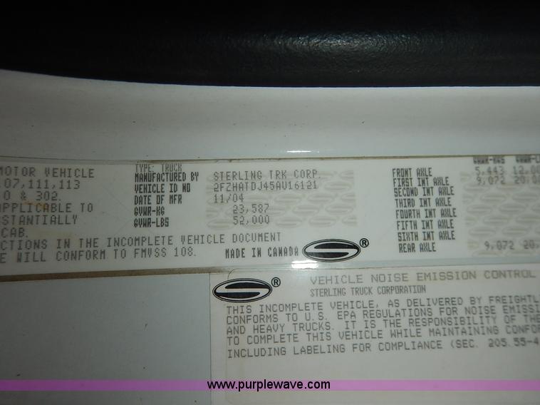 image for item K1680 2005 Sterling L7500 dump truck