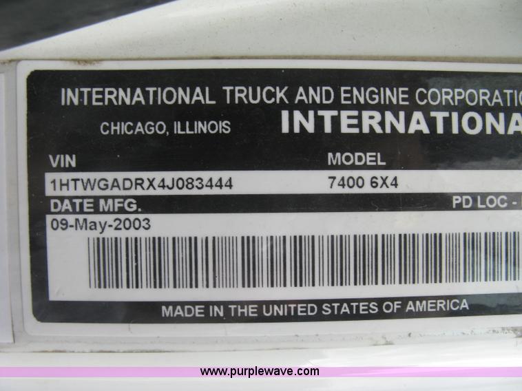 image for item L6345 2004 International 7400 dump truck