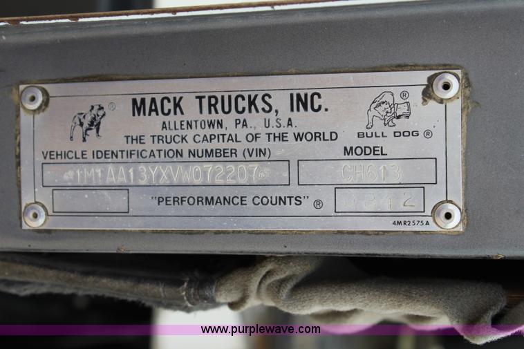 image for item J3695 1997 Mack CH613 semi truck with fertilizer delivery trailer