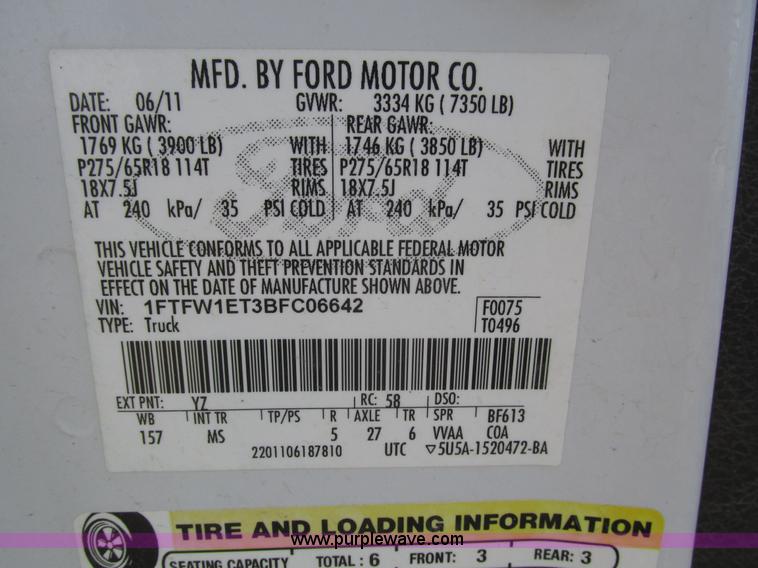 image for item H1148 2011 Ford F150 XLT SuperCrew pickup truck