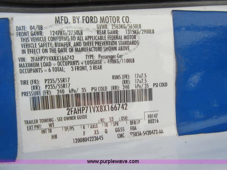 image for item I6446 2008 Ford Crown Victoria Police Interceptor