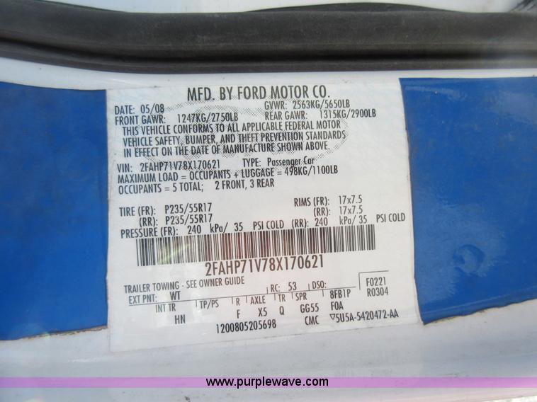 image for item I6452 2008 Ford Crown Victoria Police Interceptor