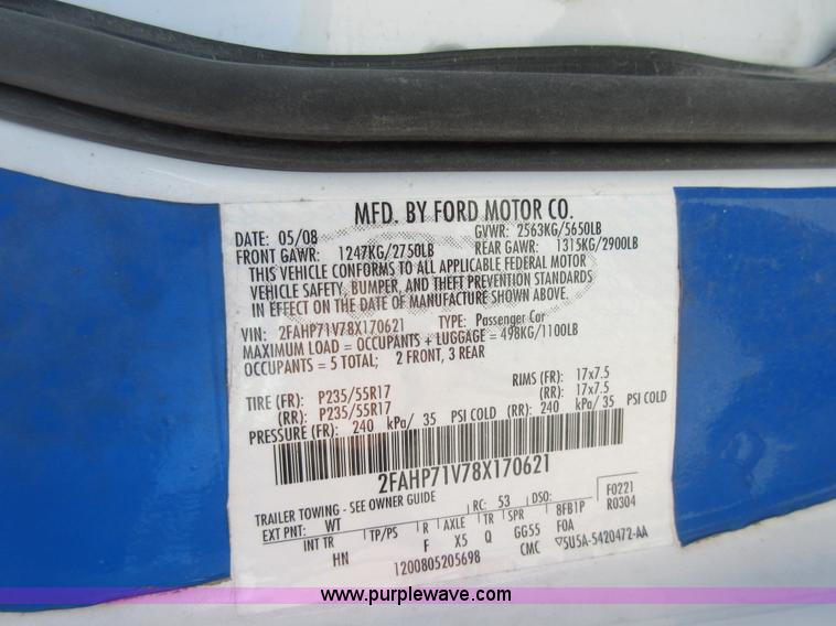 image for item I6452 2008 Ford Crown Victoria Police Interceptor