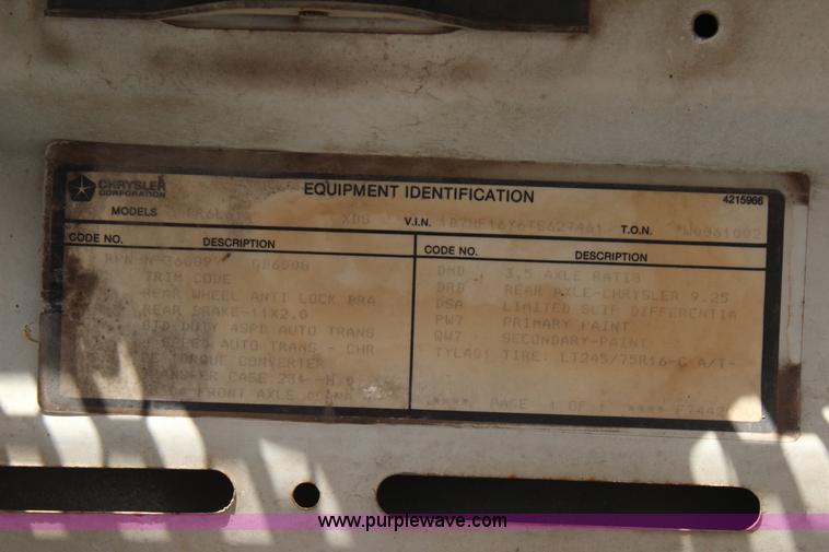 image for item J4418 1996 Dodge Ram 1500 pickup truck