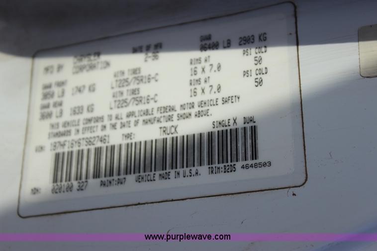 image for item J4418 1996 Dodge Ram 1500 pickup truck