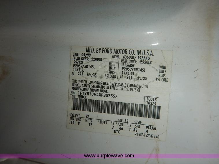 image for item J6395 1999 Ford Ranger pickup truck