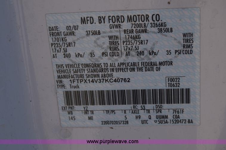 image for item J7234 2007 Ford F150 SuperCab pickup truck