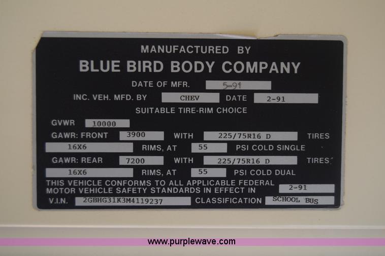 image for item J8004 1991 Chevrolet G30 school bus