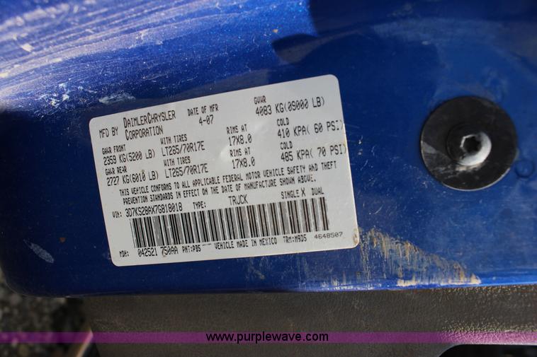 image for item K1159 2007 Dodge Ram 2500 Quad Cab pickup truck