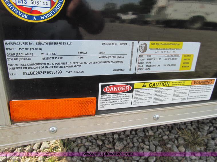 image for item K6352 2015 Stealth enclosed cargo trailer