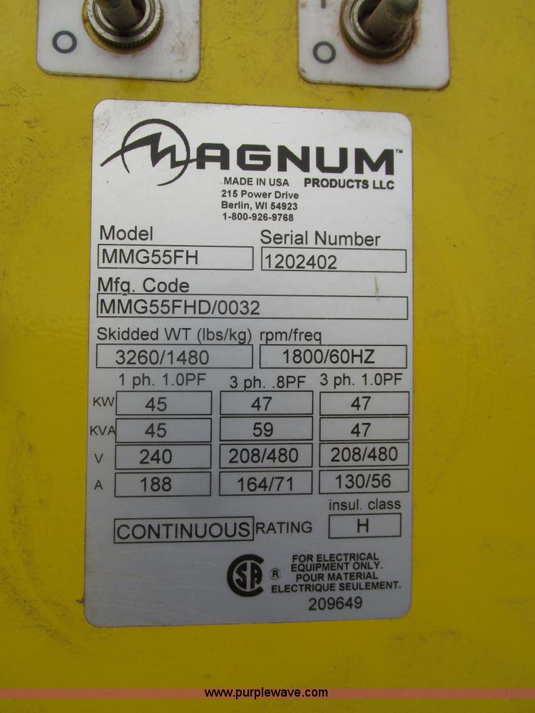image for item H1138 2012 Magnum MMG55FH generator