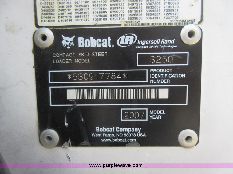 image for item J8659 2007 Bobcat S250 skid steer