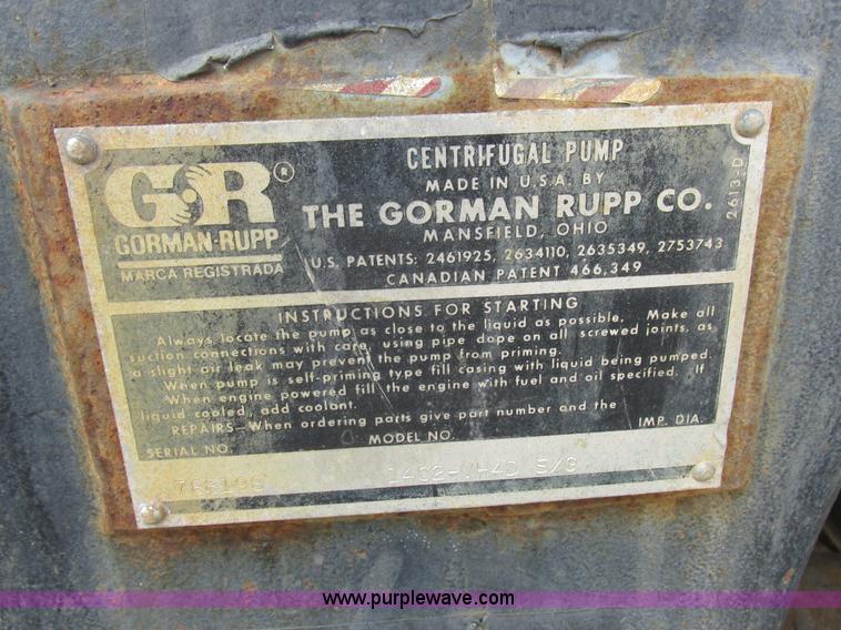 image for item K2194 Gorman Rupp 1402-VH4D pump