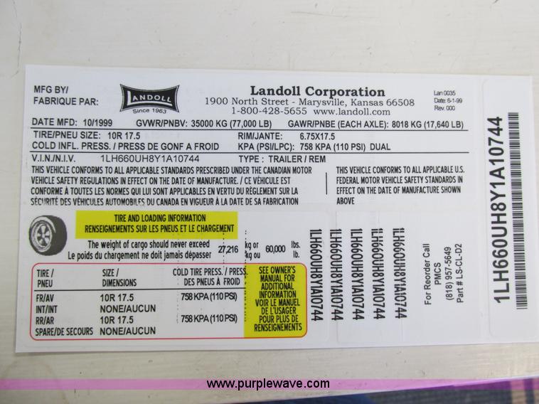 image for item K5172 2000 Landoll 425-41 tilt deck trailer