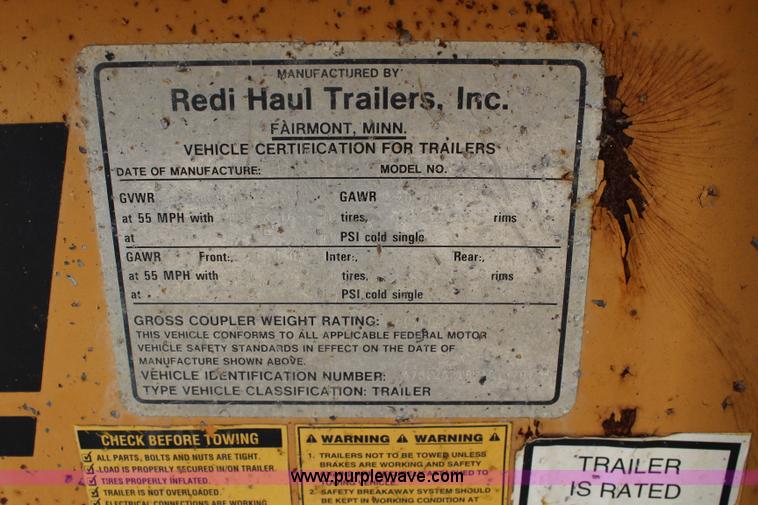 image for item L2261 1998 Redi Haul equipment trailer
