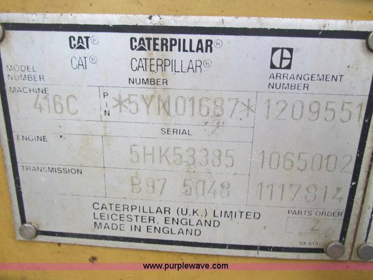 image for item L3825 1997 Caterpillar 416C backhoe