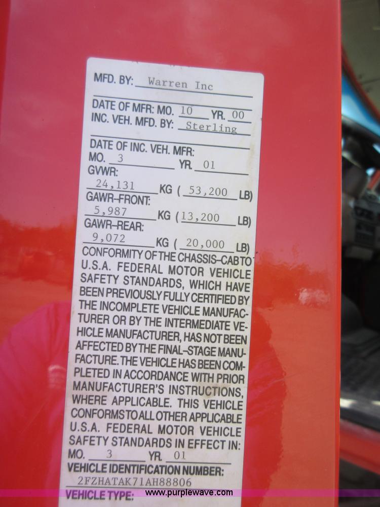 image for item I1948 2001 Sterling LT7500 dump truck