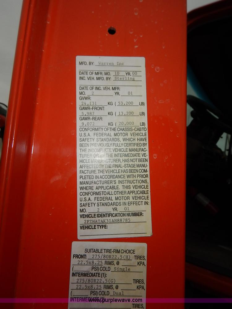 image for item K1665 2001 Sterling LP7500 dump truck