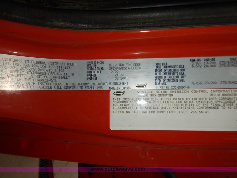 image for item K1670 2001 Sterling LP7500 dump truck