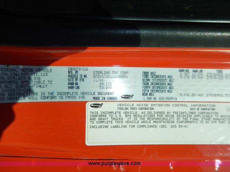 image for item K1711 2001 Sterling LT7501 dump truck