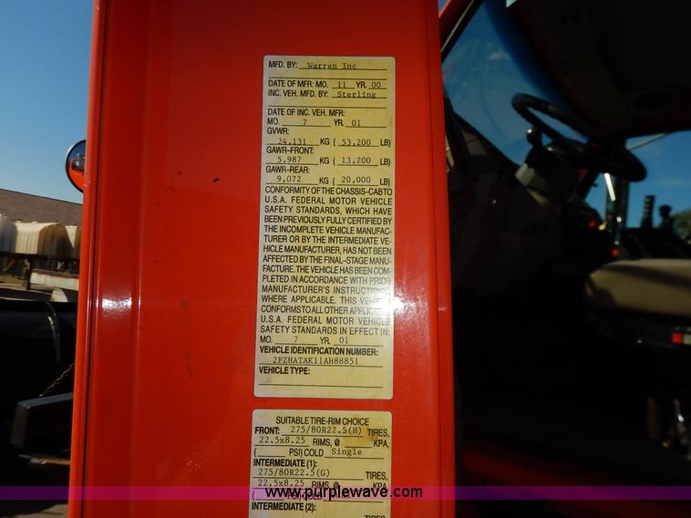 image for item K1711 2001 Sterling LT7501 dump truck