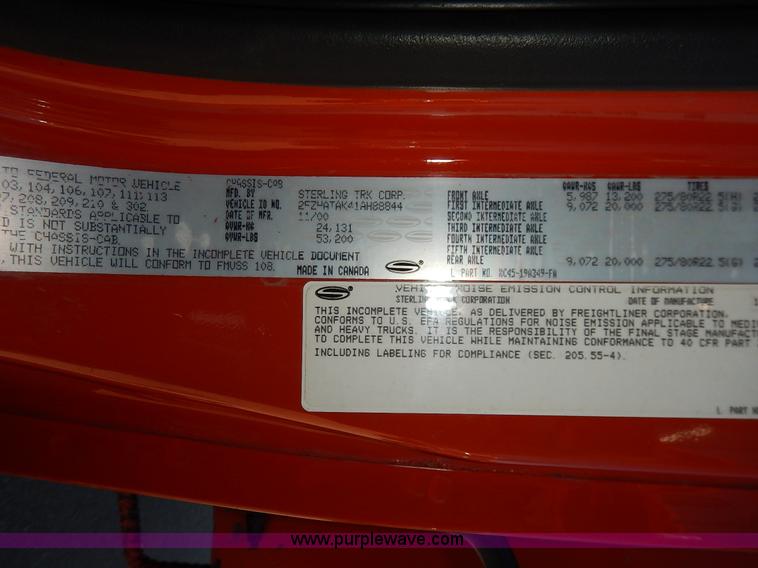 image for item K1713 2001 Sterling LT7501 dump truck