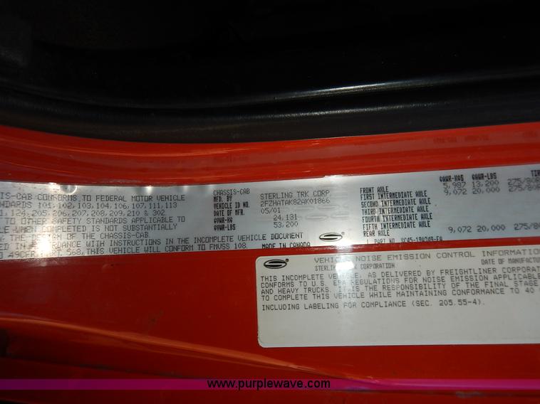 image for item K1717 2002 Sterling LT7501 dump truck